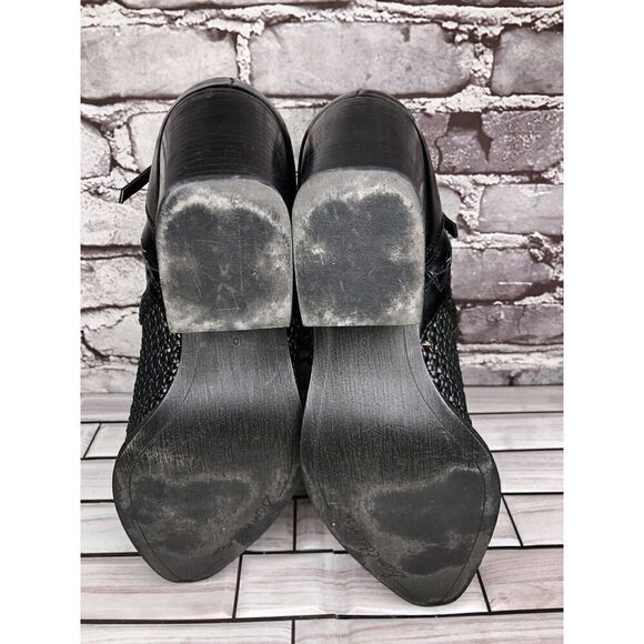 Sam Edelman Elita Black Leather Cut Out Block Heel Western Boots Women Sz 10M US - Picture 13 of 16